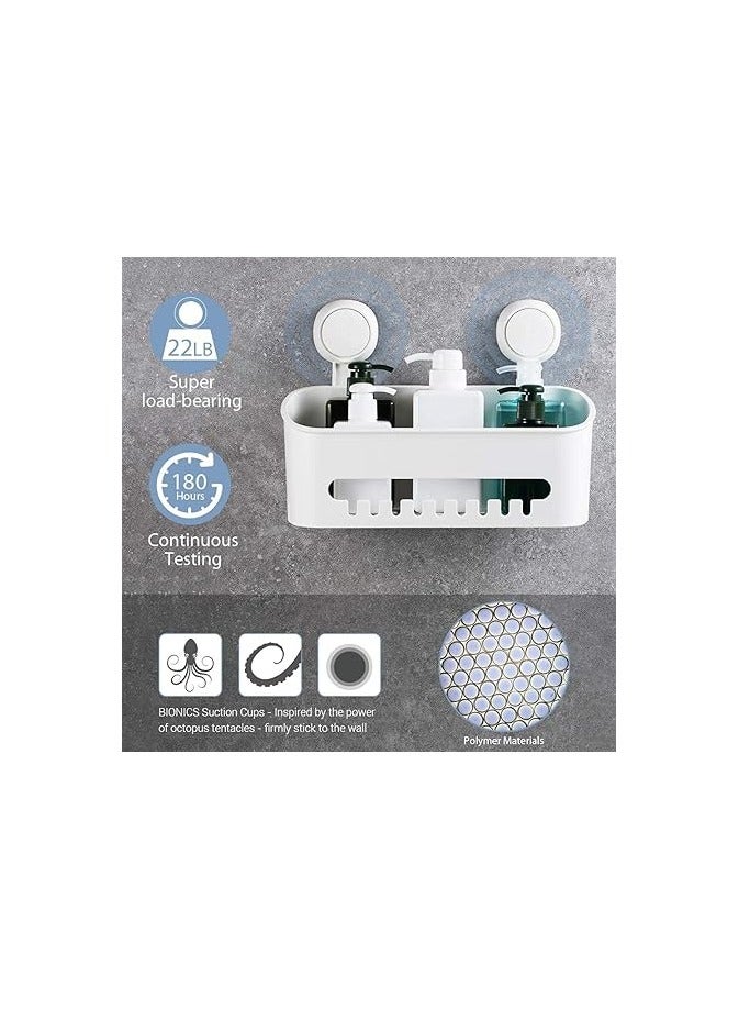 Vacuum Shower Caddy Suction Cup No-Drilling Removable Waterproof Bathroom Wall Shelf Shower Basket Storage Organizer for Shampoo Conditioner Razors Soap - Image 2
